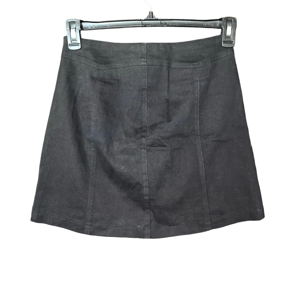 Charlotte Russe Black Mini Skirt with Front Buttons - Picture 2 of 5